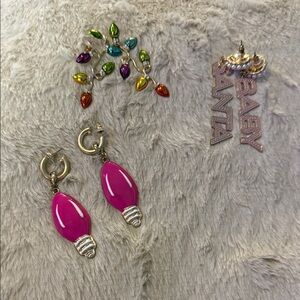 Pink Light Bulb Earrings and Colorful Charms